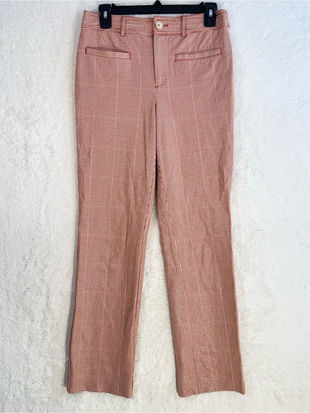 Anthropologie Maeve Trousers Women’s 2 Tall Orange Plaid Straight Retro Preppy